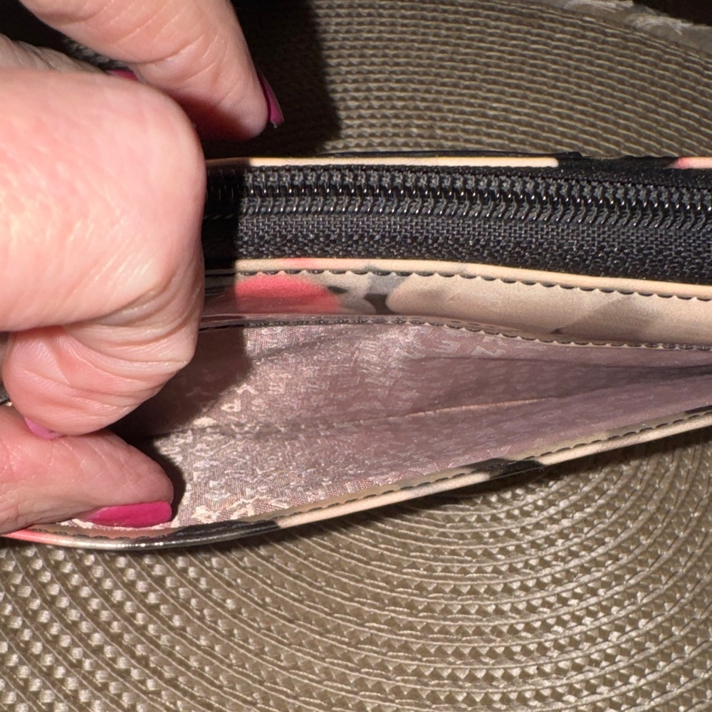 Kate Spade Patent Bokeh Dot Zip Wallet in Pink, Black & White - Picture 4 of 8